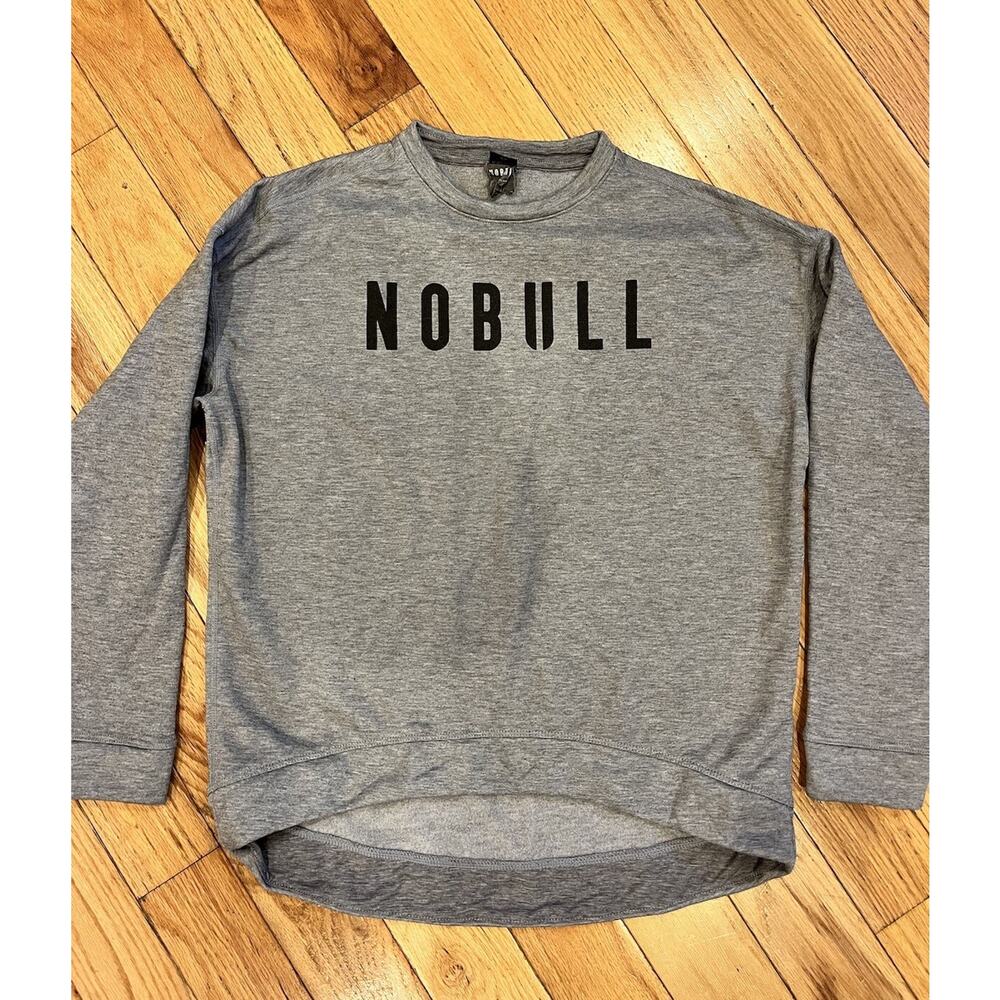 NOBULL Sweater Womens Small Gray CrossFit Everyday Crew Neck Logo Sweatshirt EUC